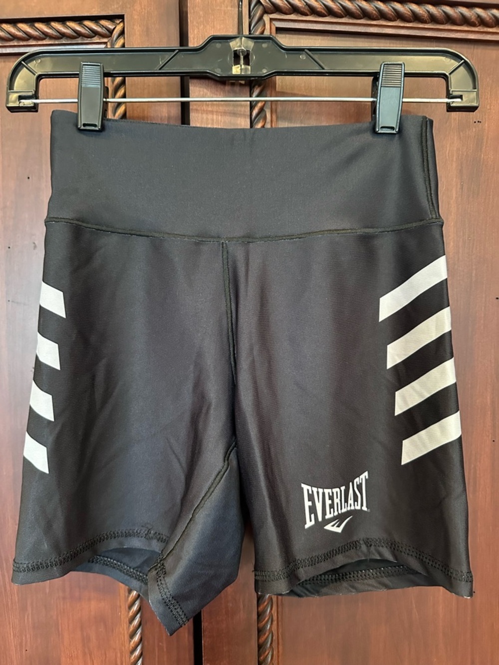 Everlast Black Women's Athletic Bike Shorts with Reflective Stripes